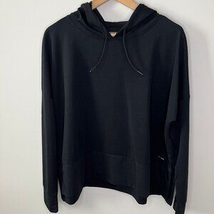 Mondetta Performance + Luxury Women’s Hooded Pullover Black on Black Stripe – Si